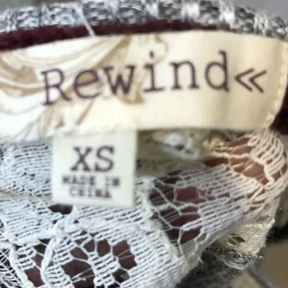 Rewind grey long sleeve top with cream lace detail, size x small - Picture 12 of 12